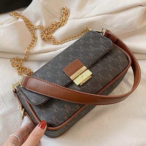 Letter Decoration PU Leather Flap Shoulder Crossbody Bags For Women Womens Designer Chain Handbag Female Travel Baguette Bag