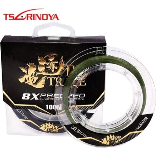 TSURINOYA 100m 8 Strands Braided PE Fishing Line Test: 20LB/25LB/30LB/35LB Super Strong Bass Fishing Wire Tools Linha De Pesca