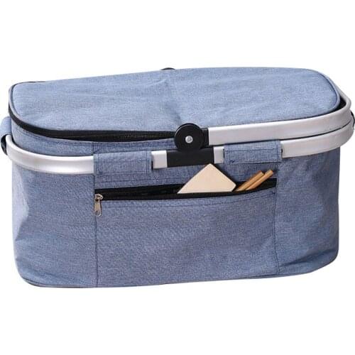 Outdoor Bags Thermal Bag Portable Multifunctional Solid Color Lunch Bag Insulated Bag Dark Blue/Light Gray Camp Cooking Supplies