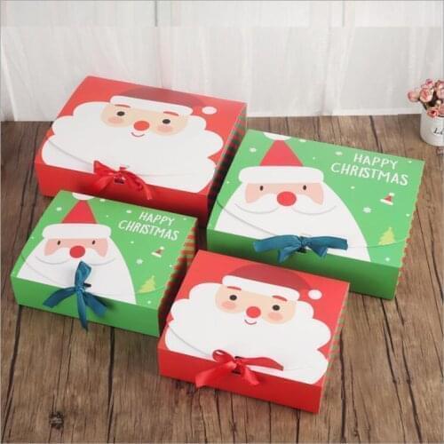 Unique Christmas Eve Big Gift Box Santa & Fairy Design Papercard Kraft Present Party Favour Activity Box red green