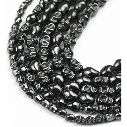 UPGFNK Natural Stone Skull Shape Black Hematite Spacer charm Loose Beads For Jewelry Making DIY Bracelet Necklace 4mm 6mm 8mm