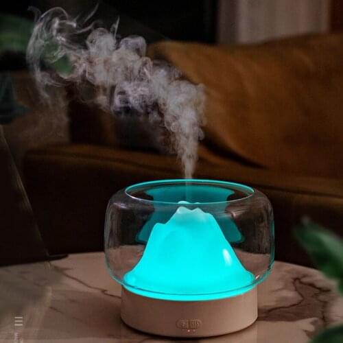 ELOOLE 400ml Mini Humidifier Essential Aroma Oil Diffuser Ultrasonic Mountain View Air Humidifier Mist Maker With LED Light