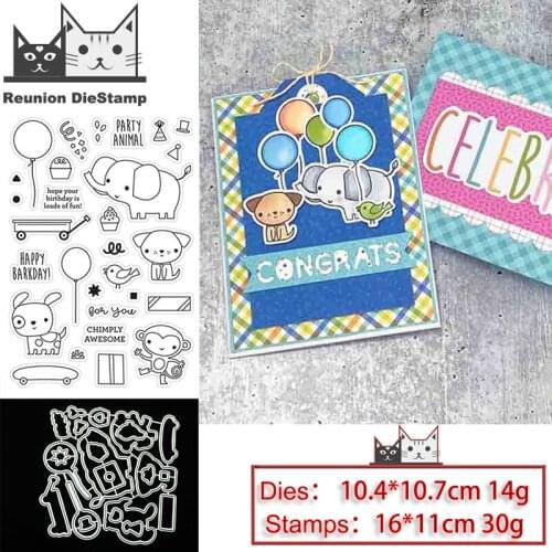 Reunion Elephant Puppy Metal Cutting Dies and Stamps Stencil for DIY Scrapbooking Photo Album Embossing Decorative Paper Card