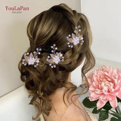 YouLaPan HP133 Wedding Clips Crystal Hair Accessories Wedding Hair Jewelry Bridal Hair Pin Leaves Rhinestone Bridal Tiara