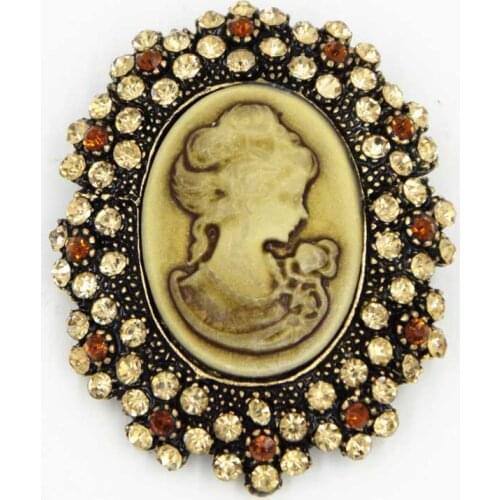 Antique Gold Tone Stylish Women Fashion Victorian Queen Figure Cameo Brooch Gift Broach Pin