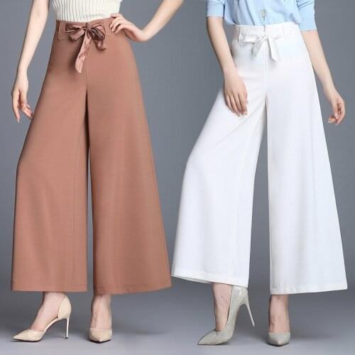 Female summer fashion thin wide leg pants Ankle-Length Pants skirt drape high waist loose straight pants casual pants woman