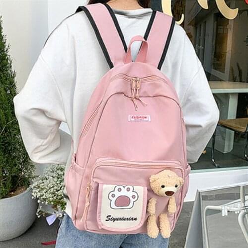 Backpacks Women Multi-storage Solid Bag Zipper Womens Big Capacity Multi-function Fashion Harajuku Retro School bag Cartoon 2021