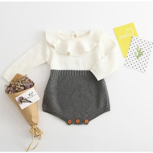 Winter knit clothing wool conjoined Princess Romper Two colors Kids Girls Baby Knitted Sweater Jumpsuit Clothes