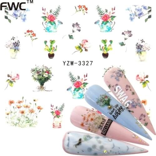 ZKO 1 Sheet Fresh Flower Series Water Decal Colorful Blooming Flower Lavender Nail Art Transfer Sticker for Nail Art Decoration