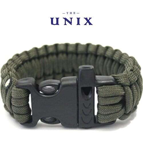 1PC Outdoor Camping Paracord Parachute Cord Emergency Survival Bracelet Rope with Whistle Buckle(Army Green)