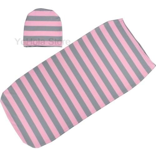 Multiple Blankets Swaddling for New Borns Baby Stripe Sleepsacks Infant Boys Girls Soft Skin-friendly Sleeping Bag+hat 2pcs