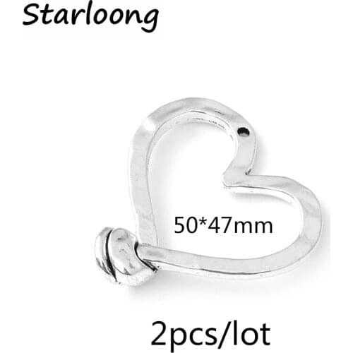 2pcs/lot latest fashion Alloy Charms Pendant heart shape 50*47mm Jewelry Making DIY Charms Handmade for necklace bracelet