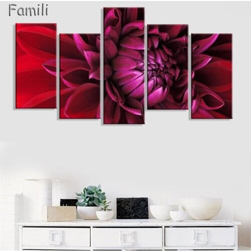 5 Panel Modern Art Canvas Painting Takashi Murakami Color Flowers Decoration Wall Art For Living Room Unframed Living Home Wall
