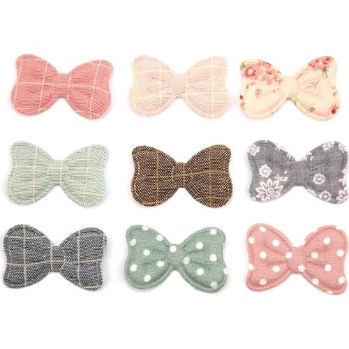 72Pcs 2.5*3.6cm Bowknot Flowers Padded Appliques For DIY Baby Headwear Hairpin Ornaments Crafts Decor Garment Accessories