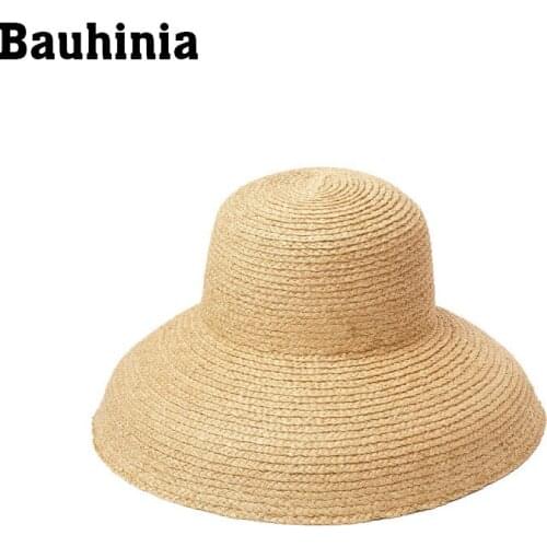 Bauhinia New Popular Lamp Shape Sun Hat for Women Big Wide Brim Summer Beach Ladies High Top Straw Hat