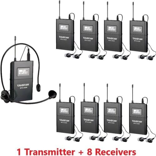 TAKSTAR WTG-500 UHF Wireless audio system for Tourist guide/Simultaneous interpretation/Teaching 1 Transmitter + 8 Receivers