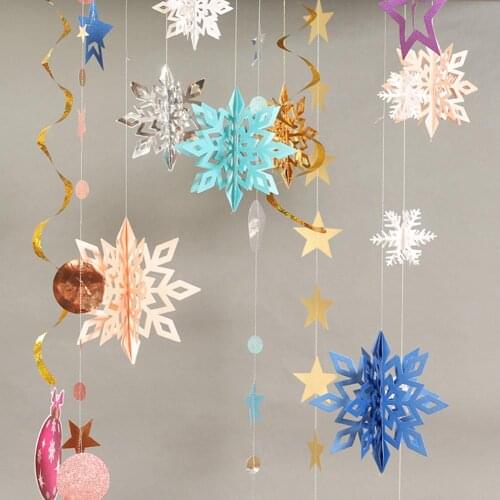 Paper Artificial Dimensional Snowflake Christmas Tree Pendants Party Window Shop Mall Hanging Ornament Xmas Decoration