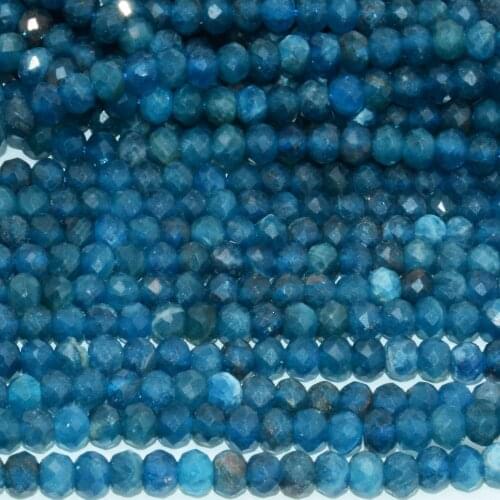 Natural Blue Apatite Faceted Rondelle Beads 3x5mm
