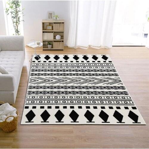 Black And White Moroccan Area Rug Large Living Room Bedroom Carpet Coffee Table Sofa Rug Geometric Floor Mat Polypropylene Rug