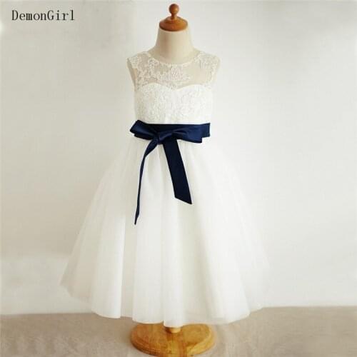 Custom Flower Girl Dresses with Sashes Lace Tulle Little Princess Dress for Wedding Pageant Gowns First Communion Dress