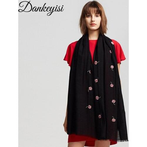 DANKEYISI Pure Wool Scarf Women Warm Pashmina Girls Bandana Long Women Scarf Female Wool Shawls Solid Color Neck Scarves 2017