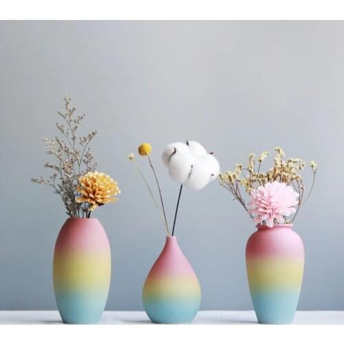 Decorative Flower Vases Table Filler Rainbow Small Ceramic Creative for Wedding Centerpiece Office Desk Room Restaurant Style
