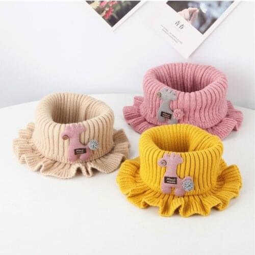Children Toddler Kids Boys Girls Knitted Neck Scarf Cartoon Warmer Crochet Cowl Collar Circle Winter Warmer Casual Soft Scarfs