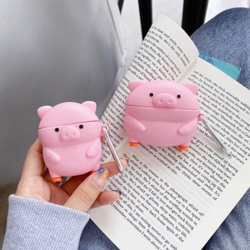 For AirPods Pro 3D Cartoon Stand Pig Piggy Soft Silicone Case for Apple AirPods 1 2 3 Bluetooth Wireless Earphone Cover Box Bags