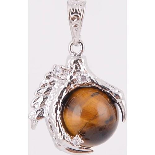 Natural Stone Dragon Claw Pendants for Necklace Pink Quartz Tiger Eye Lapis Lazuli Green Aventurine for Women Jeweller D589-D591