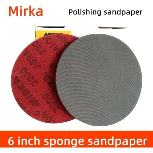 Finland Mirka 6-inch Sponge Sandpaper Round Flocking Pneumatic Polishing Sandpaper Diameter 150mm