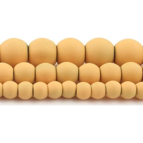 4/6/8mm Natural Matte Orange Yellow Hematite Stone Rubber Round Loose Spacer Beads for Jewellery Making DIY Bracelet 15"