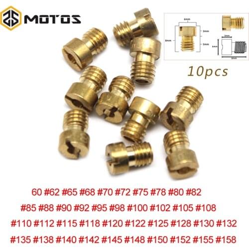 ZS MOTOS 10pcs/set Main Jet For Keihin FCR OKO KOSO PE PWK Carburetor Hexagon Motorcycle Main Injector Nozzle Carb Main Jet Kit