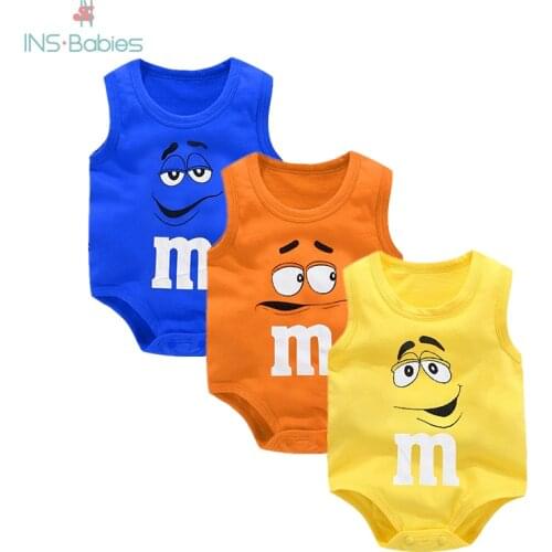 2021 Summer Cotton Baby Vest Clothes For Boys 5 Colors Sleeveless Cartoon Bodysuit Newborn Clothes Girl Climbing Pajamas 0-24m
