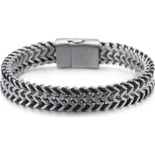 Titanium Steel Mens Bracelet Personality Overlord Chain Magnet Buckle Fashion Bracelet
