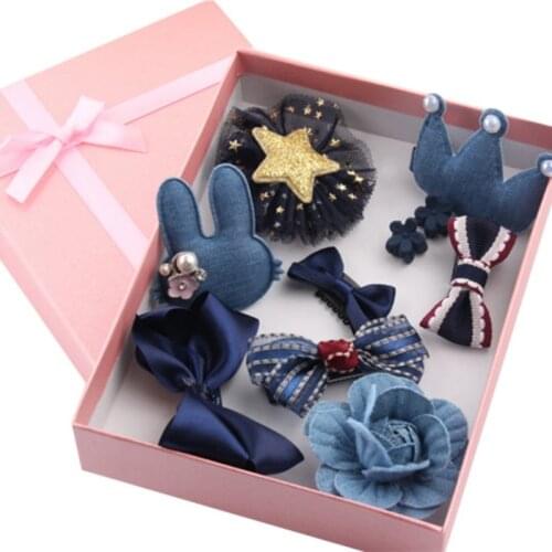 1Set hair clip set Cute Hair Accessories Girl headwear Bow Flower animal Hairpins hair band cartoon Elastic Headdress Gift