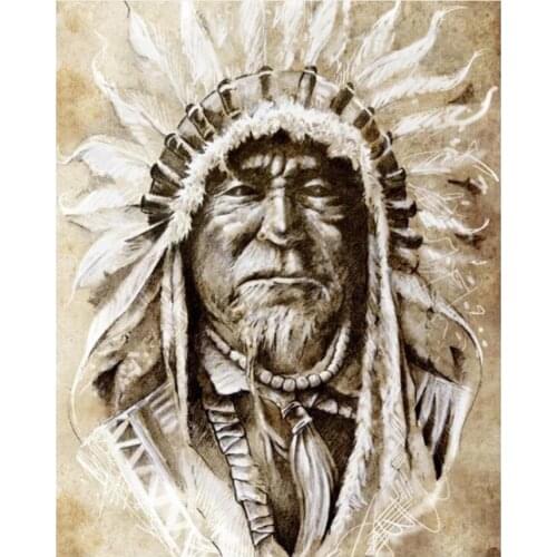 5d Diamond Painting Kits Native Indian Man Diamond Dotz Mosaic Embroidery Picture Crystal Stones Stickers Decal Wall Art Craft