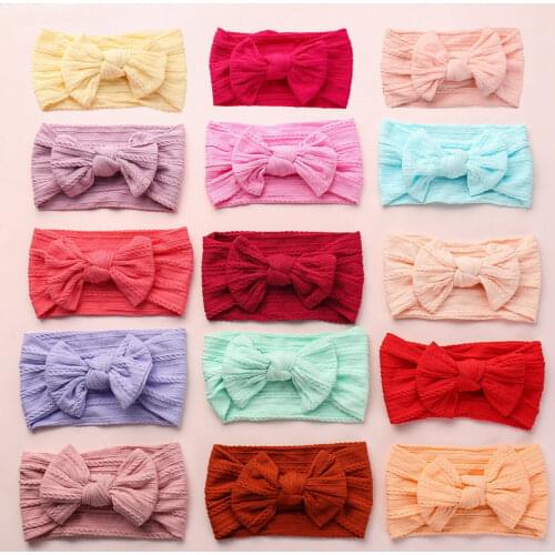 Nylon Cable Knit Baby Headband One size fits ALL ages Soft nylon baby headbands Knot bow Nylon baby headwrap CABLE KNIT HB332S