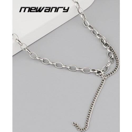 Mewanry 925 Sterling Silver Necklace New Fashion Vintage Punk Hiphop Rock Party Minimalist Sweater Chain Jewelry Birthday Gifts