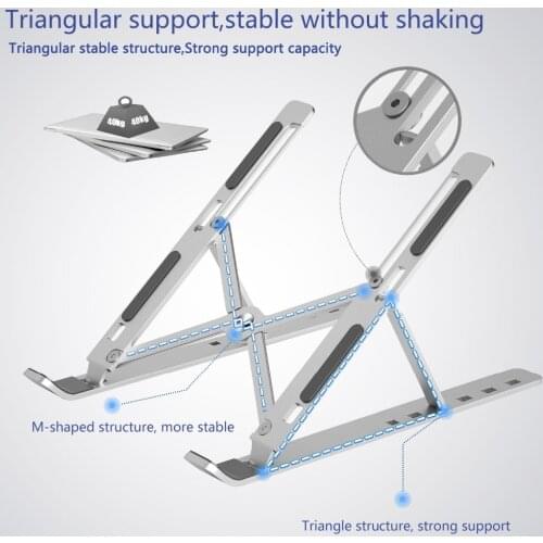 Portable Laptop Stand ABS Foldable Support Base 6-10 Adjustable Bracket Notebook Holder For Macbook Air Pro HP Dell Xiaomi ASUS