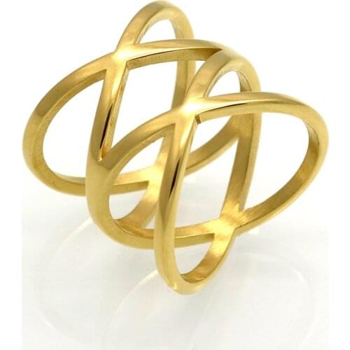 Luxury Brand Fashion Jewelry Gold & Silver Color X Shape Cross Rings For Women Size 6 7 8 9 Party Engagement Female Finger Ring