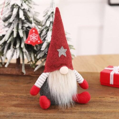 Christmas Handmade Swedish Gnome Santa Sitting Plush Doll Ornaments Xmas Holiday Home Party Decor Kids Toy Gift