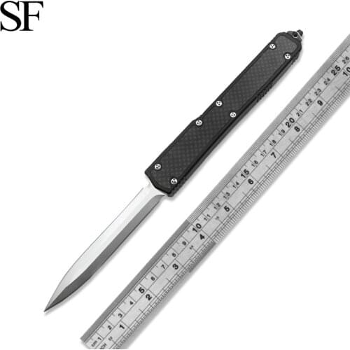 SF OTF Saint Ant High Hardness D2 Blade Aluminum Alloy Carbon Fiber Handle Fixed Outdoor EDC TOOL Hunting Camping Knife