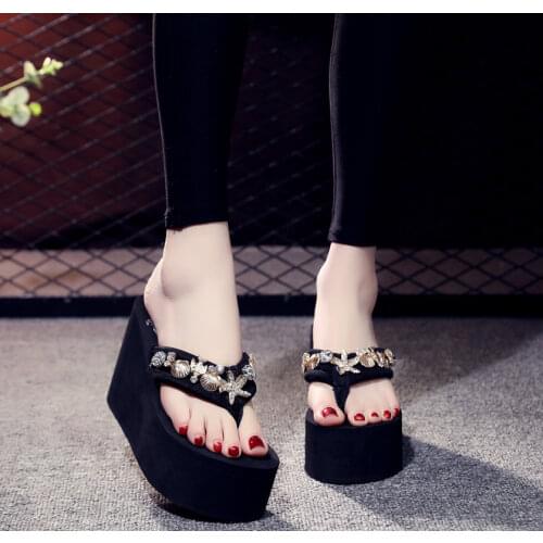 Summer sandals women sandals new platform rhinestone shoes outdoor beach slippers rubber bottom non-slip flip flop women hy376