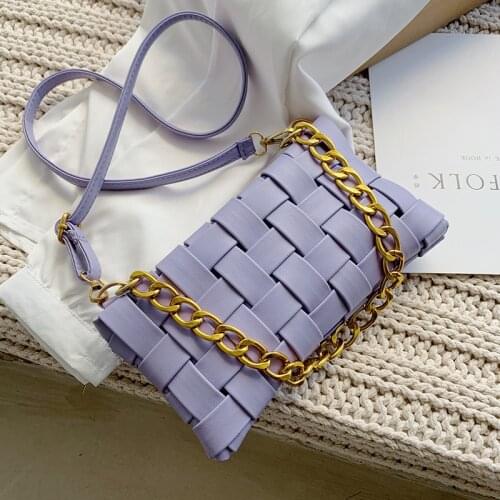 Cassette Handbags For Women Woven Metale Chain Single Shoulder Bags Leather Weave Crossbody Hand Purse Luxury Messenger Bag