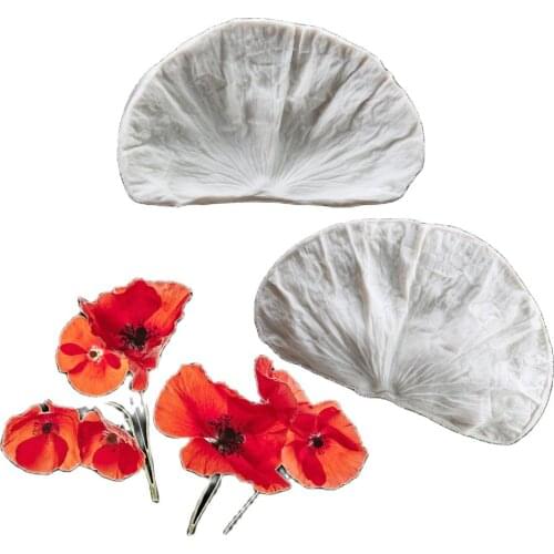 Opium Poppy Petals Veiners Silicone Mold Cake Decorating Tools Cake Gumpaste Molds Cake Chocolate Tools K661