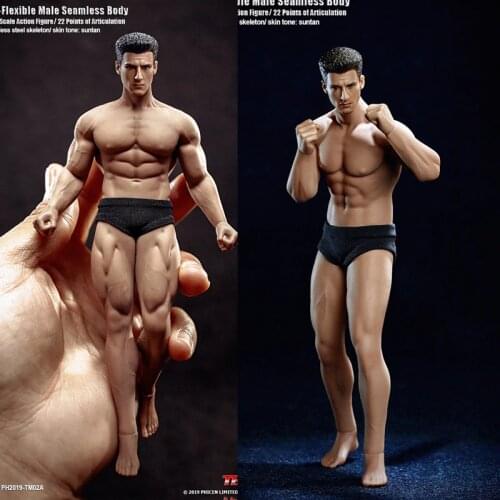 TBLeague 1/12 Super-Flexible Male Seamless Body Action Figure with Head Sculpt TM01A /TM02A Fitness Suntan Skin Soldier Figures