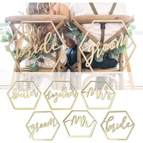 Wood Chair Banner Chairs Sign DIY Wedding Decoration for Engagement Wedding Party Supplies Bride&Groom/Mr&Mrs/Better&Together36