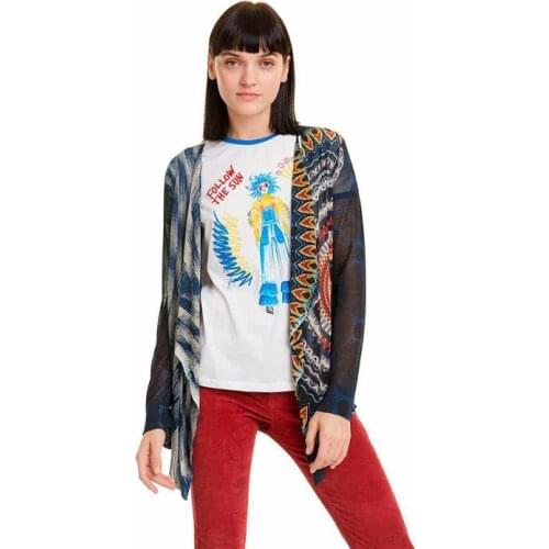 Spanish print slim long sleeve spring summer thin hemp soft long sleeve knitted shawl