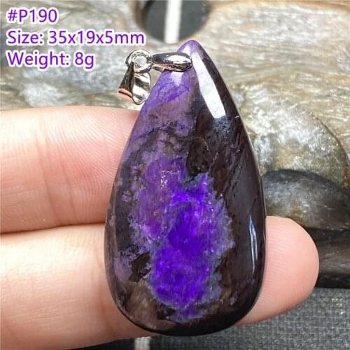 Top Natural Royal Purple Sugilite Pendant Jewelry For Women Man Healing Crystal 35x19x5mm Beads Silver Anticancer Stone AAAAA