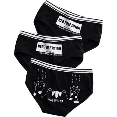 3 Pcs/lot Womens Panties Cartoon Underwear Women Cotton Briefs Girls Panty Underpant Female Sexy Lingeries Panties For Women